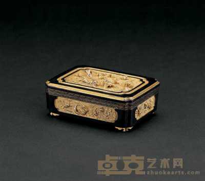 清中期 铜鎏金刻花鸟纹长方盒 长11.3cm